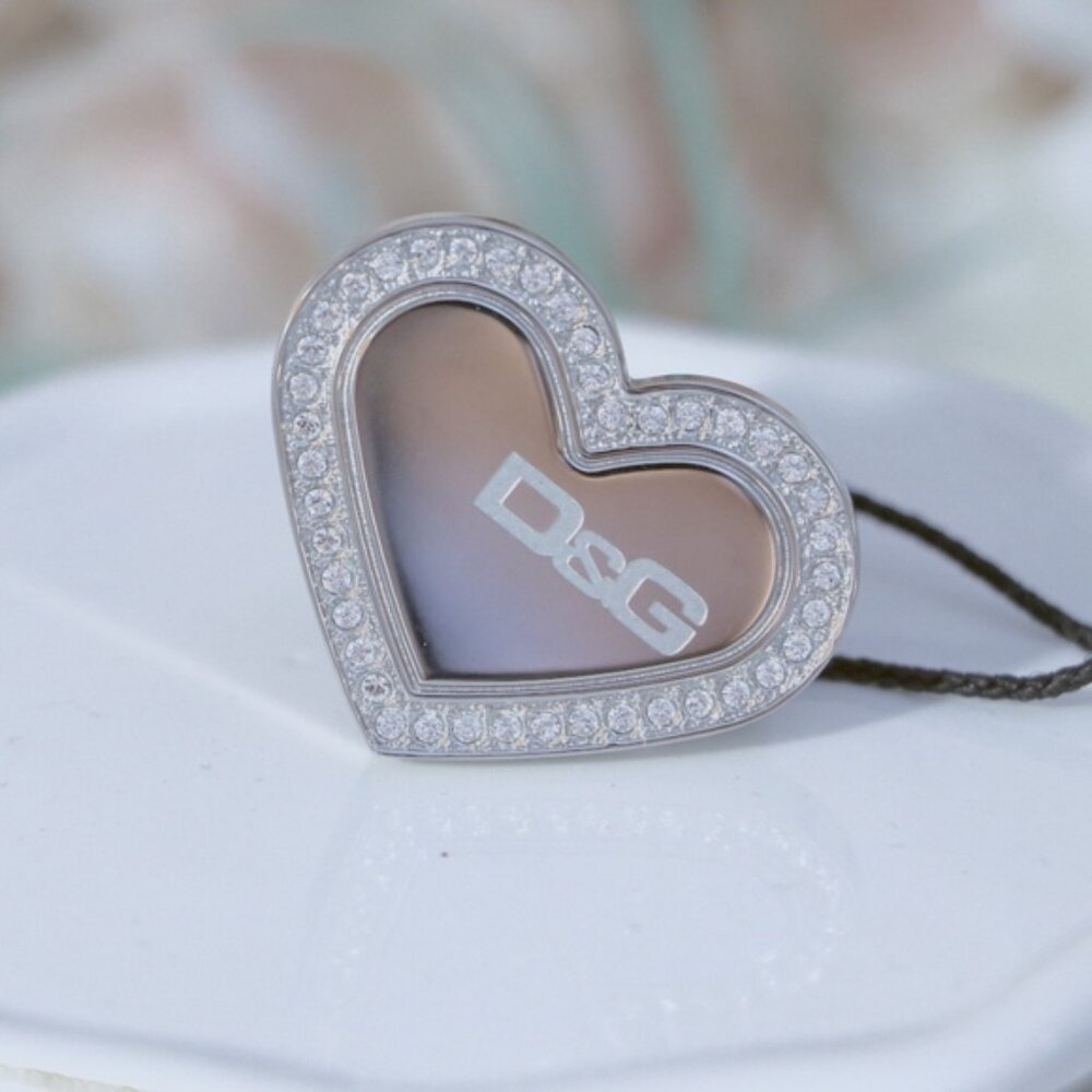 D&G Oversized Heart Ring with Rhinestone Detail